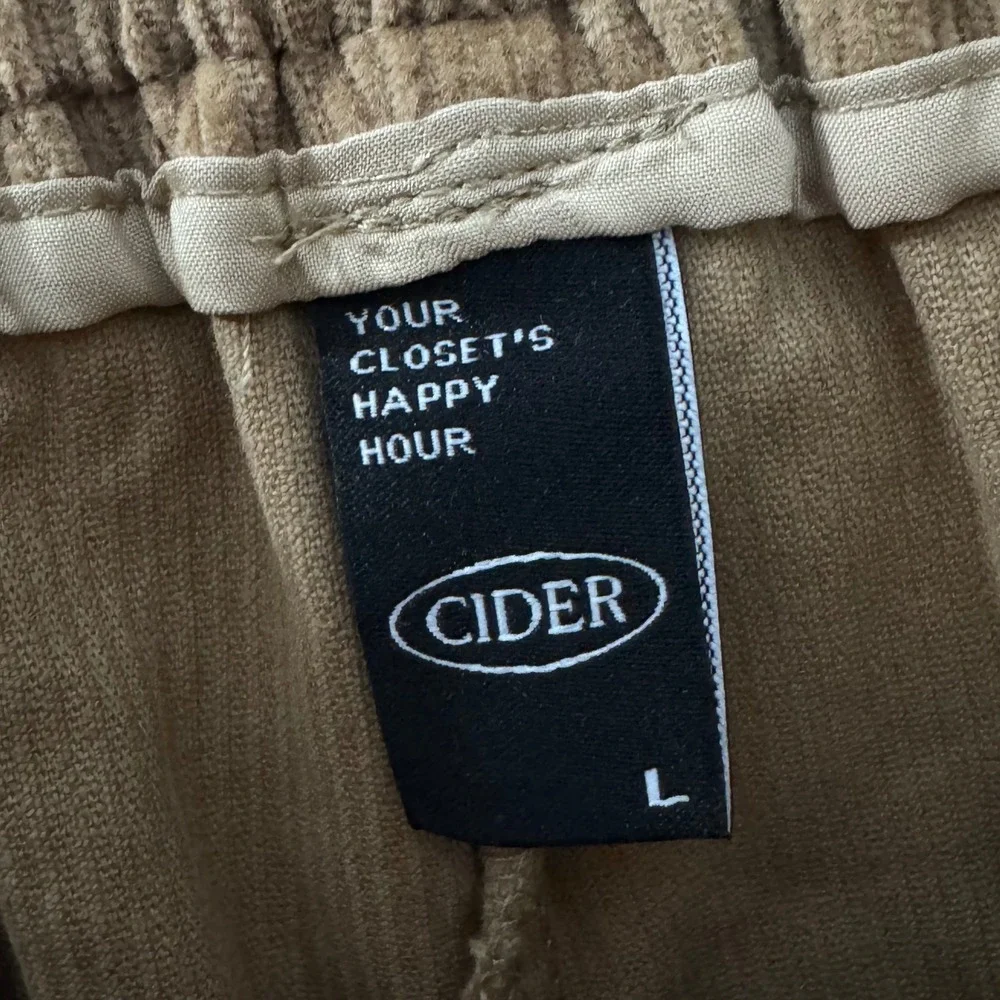 Cider Corduroy Shorts Womens Size L High Waist Tan Brown Paperbag‎ Waist
